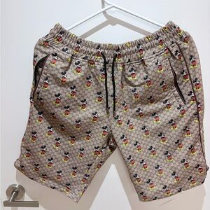 Gucci Brown Mickey Mouse Print Shorts